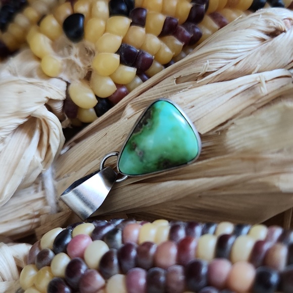 NWOT Native American Navajo Sonoran Gold Turquoise Pendant  💚💛🤎 - Picture 9 of 10